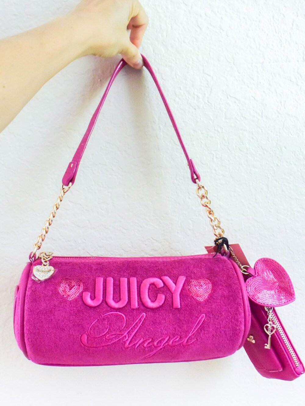 *Juicy Couture* Juicy Angel Shoulder Barrel Bag in Raspberry Tart Pink - NEW!